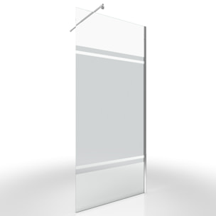 Paroi de Douche 80x200cm - Bande Miroir - Barre de Fixation Extensible et Profil Chrome