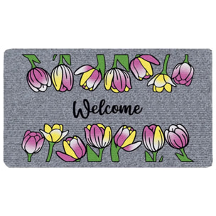 Zerbino Fiori con Welcome per ingresso casa in poliestere