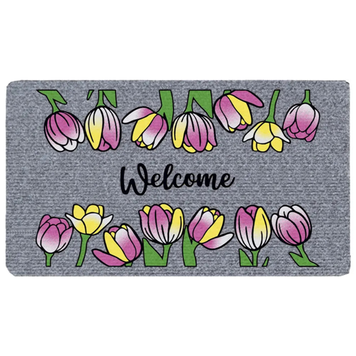 Zerbino Fiori con Welcome per ingresso casa in poliestere