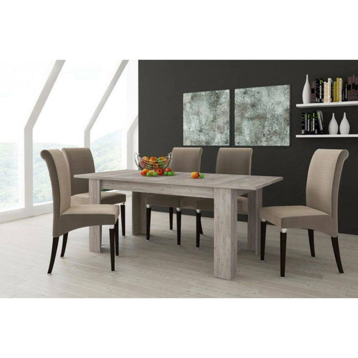 Tavolo per sala da pranzo estensibile, Consolle allungabile, Tavolo moderno con allunga, cm 160/220x88h80, colore Rovere