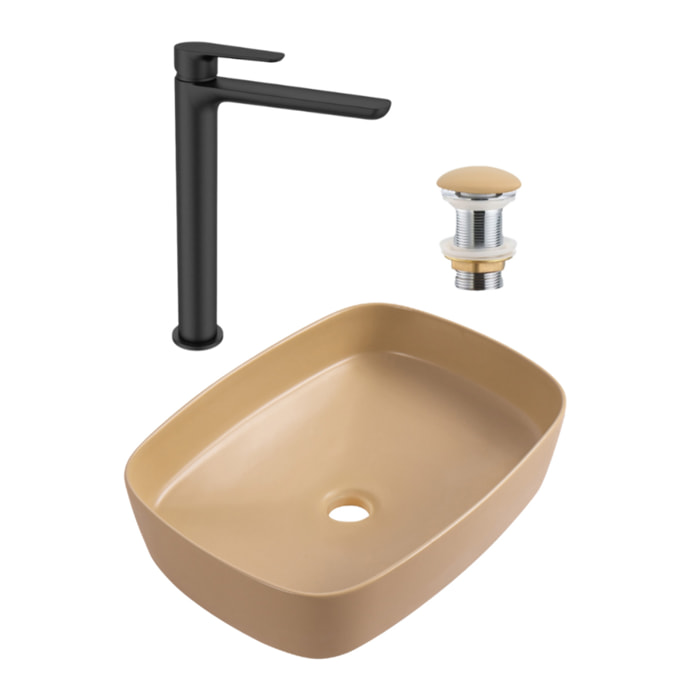 PixL 50x37,5x13,5 cm vasque à poser + Swiss Aqua Technologies Mood mitigeur lavabo XL + Ceramia PixL bonde (CEPX49MOMSAT285C)