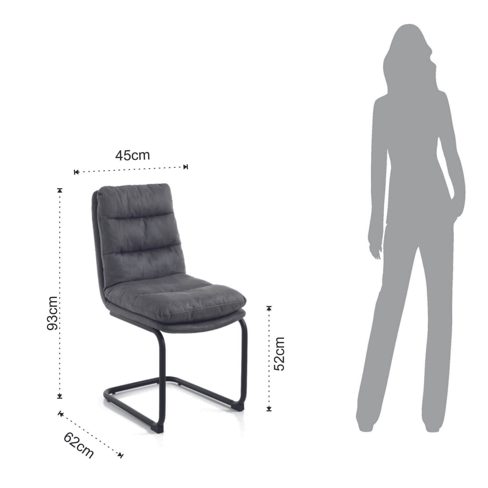 Tomasucci Lot de 2 Chaises rembourrée GANA Gris