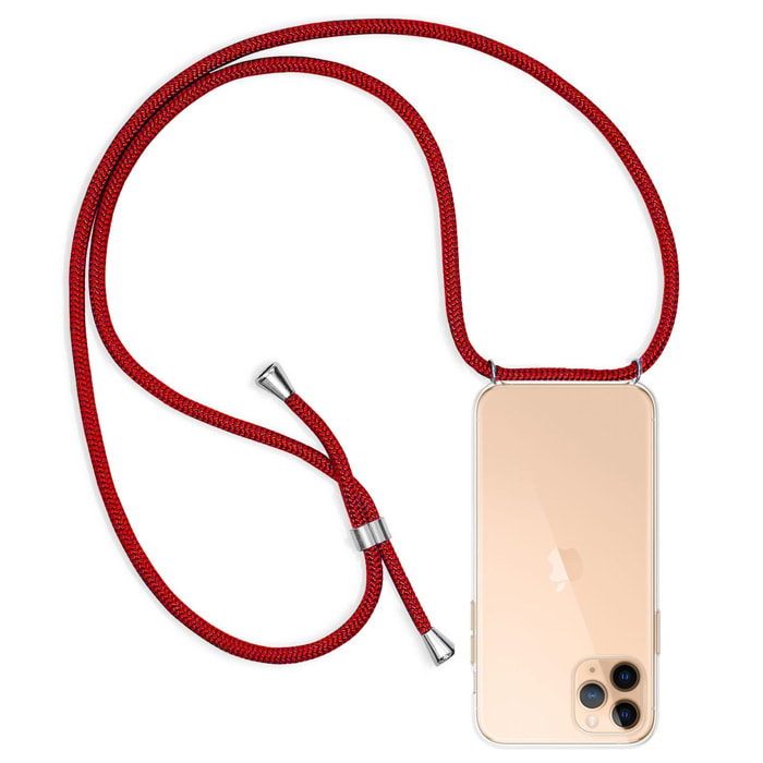 Cover trasparente per iPhone 11 Pro Max con pendente in nylon. Accessorio moda, vestibilità perfetta e massima protezione