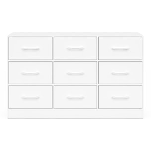 Commode Uma 9 tiroirs blanc