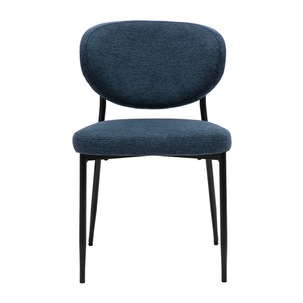 Chaises en tissu effet velours texturé bleu foncé et métal noir (lot de 2) BREKA