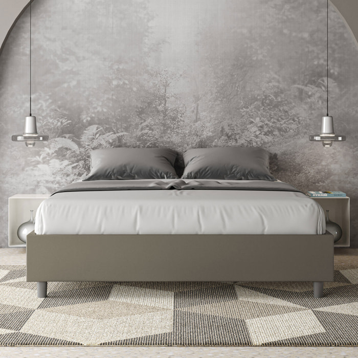 Letto matrimoniale con rete imbottito 160x190 similpelle cappuccino Azelia