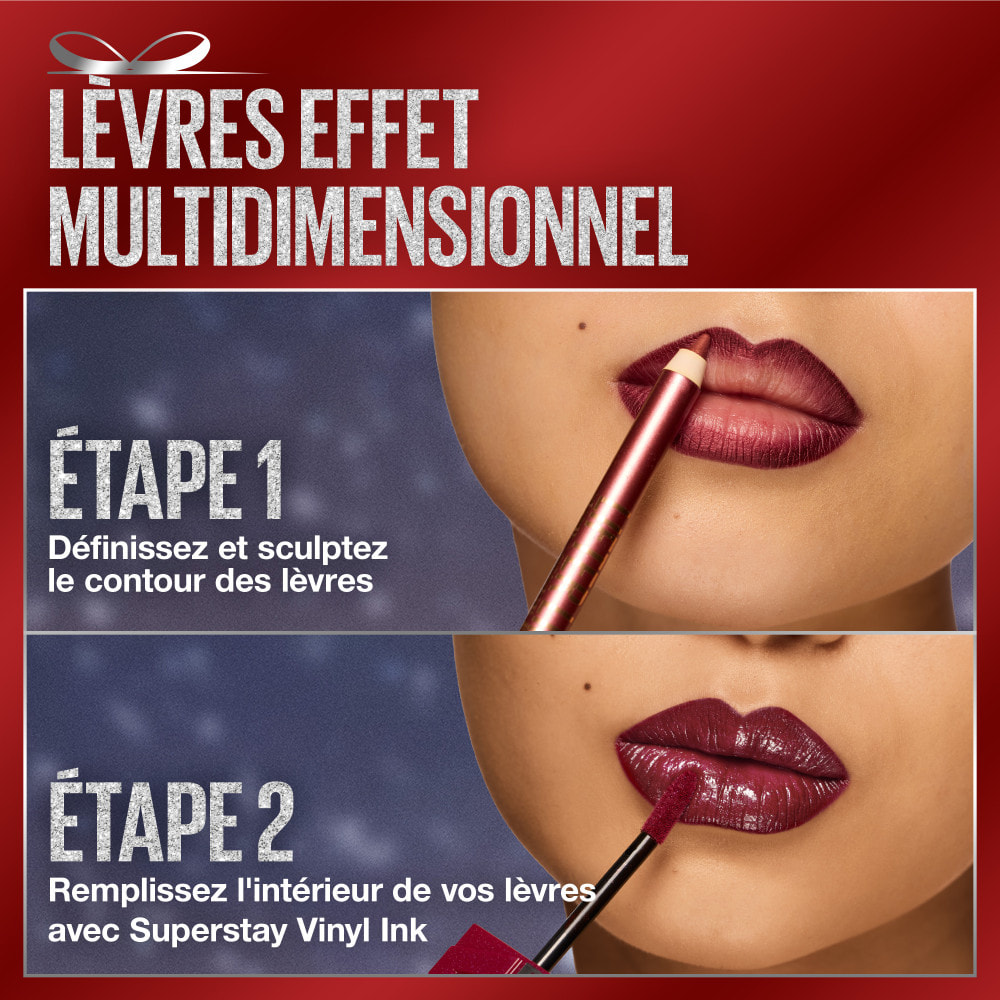 Crayon à Lèvres Maybelline Lifter Liner Holiday Glimmer, fini éclat multidimensionnel, tenue longue durée, formule hydratante à