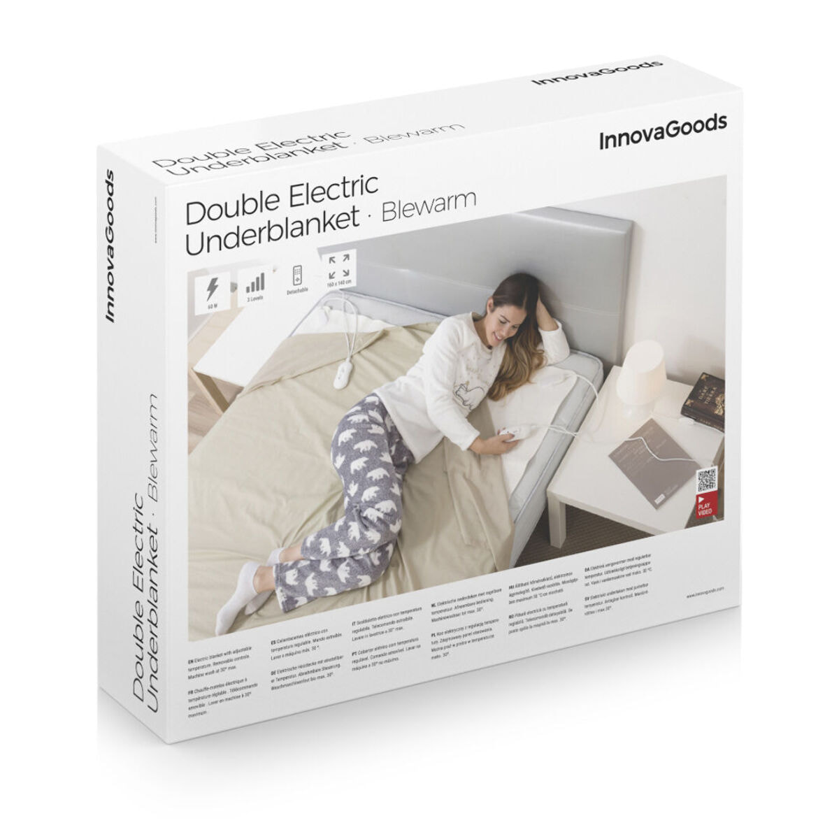 Surmatelas Chauffant Électrique Double Blewarm InnovaGoods 60+60 W 140 x 160 cm Blanc - Blanc