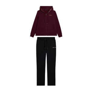 Tuta con cappuccio decorato da logo dorato a contrasto