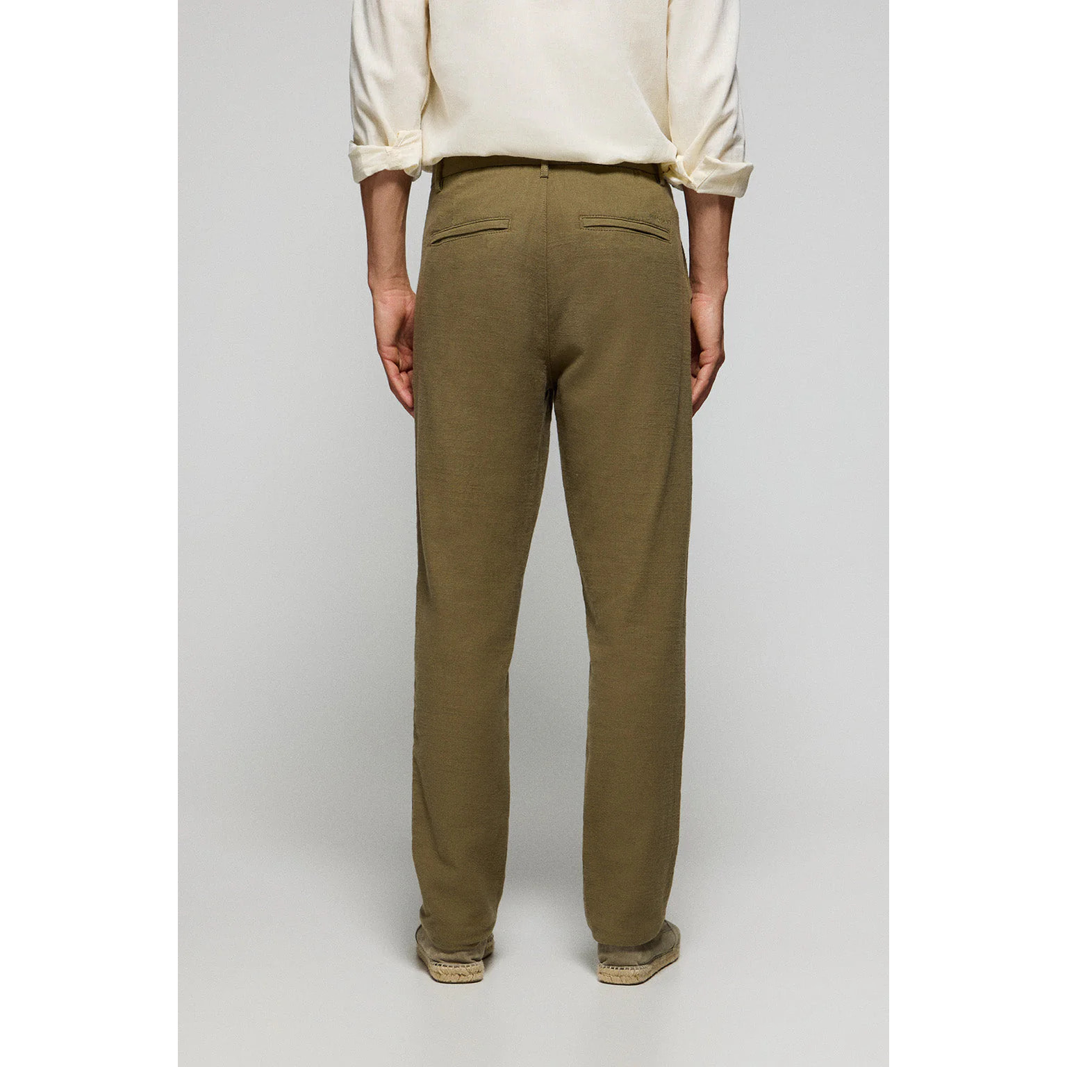 Pantalón Cuba de lino y algodón verde caqui con detalles bordados Polo Club