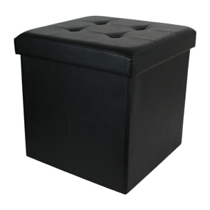 Coffre Pouf Pliable Pu Noir