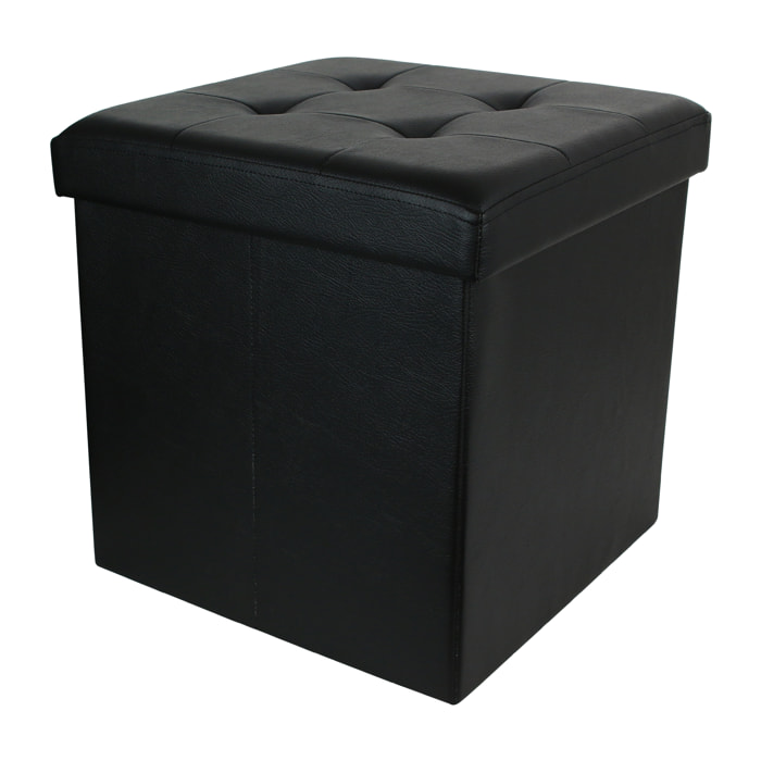 Coffre Pouf Pliable Pu Noir