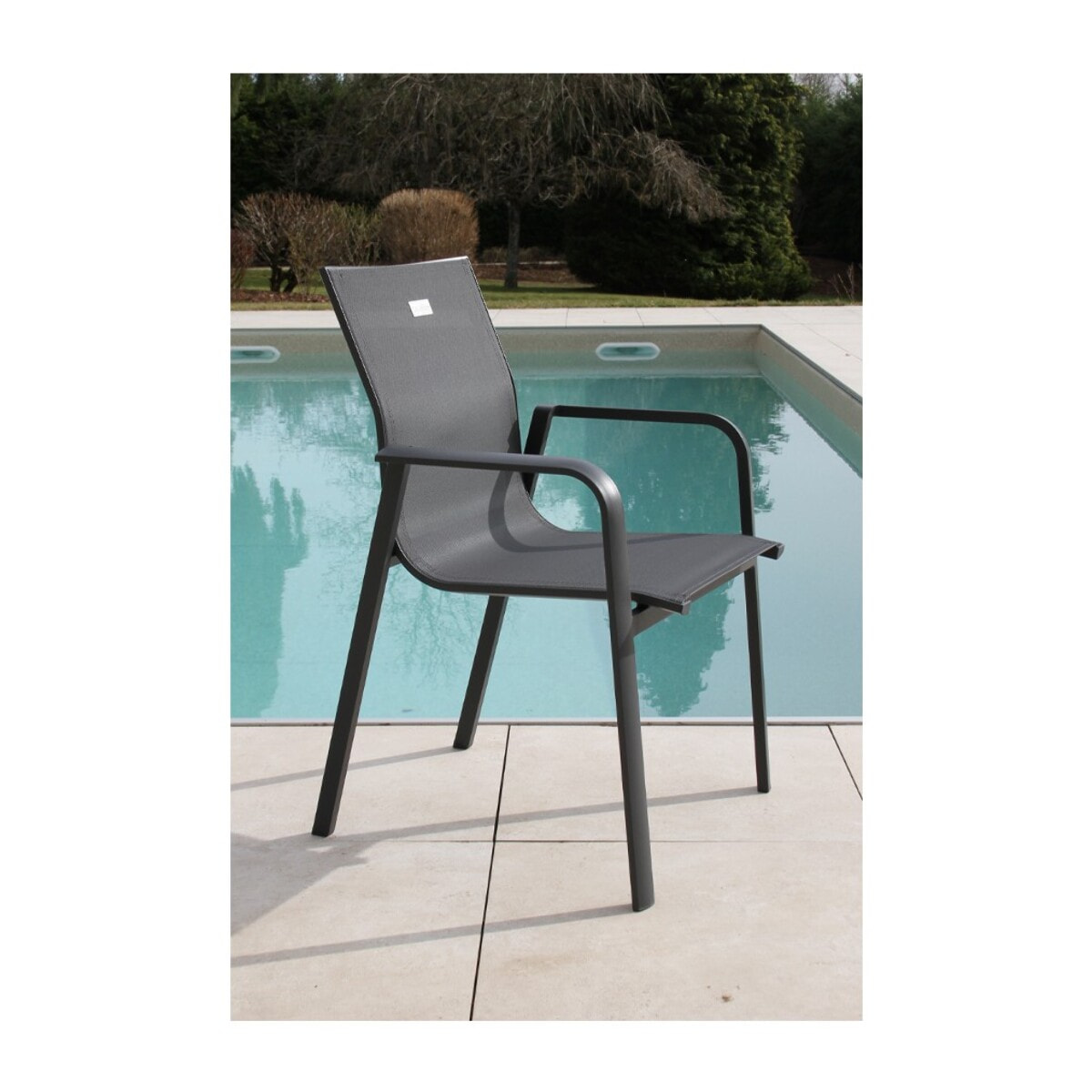 GUETHARY - Ensemble table et chaises de jardin  - Gris Anthracite