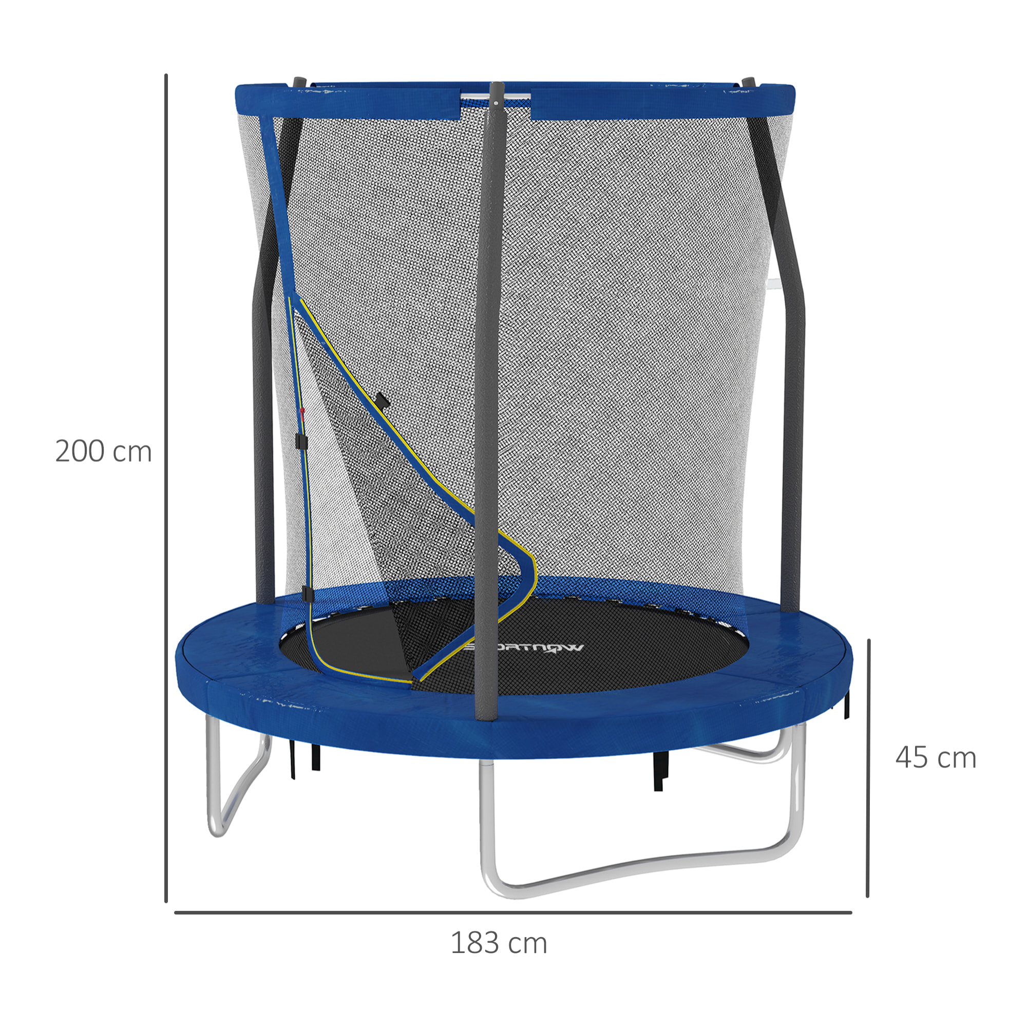 Cama Elástica Infantil Ø183 cm, Trampolín para Niños de +6 Años con Red de Seguridad, Barras Acolchadas, Funda de Seguridad y Marco de Acero, para Interior y Exterior