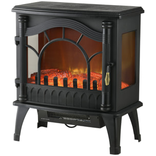 Chimenea Eléctrica 1000W/2000W Calentador de Chimenea con Temperatura Ajustable Bajo Consumo Protección contra Sobrecalentamiento Efecto de Llama 3D para Sala 15-30 m² 55x31x58 cm Negro