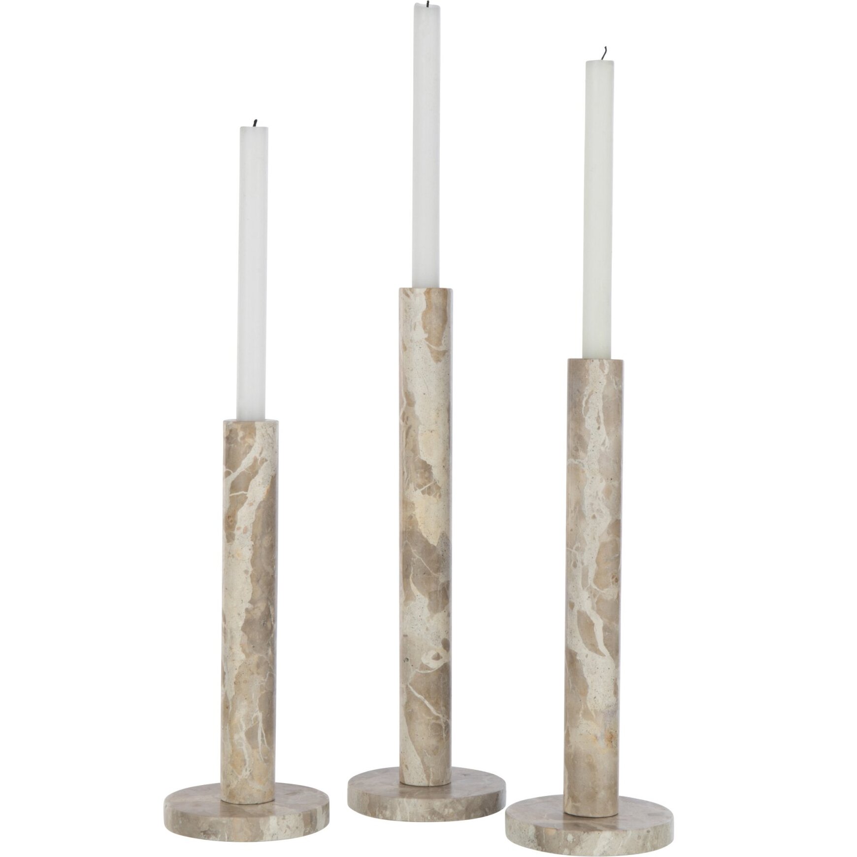 J-Line bougeoir Marbre - pierre - beige - set de 3