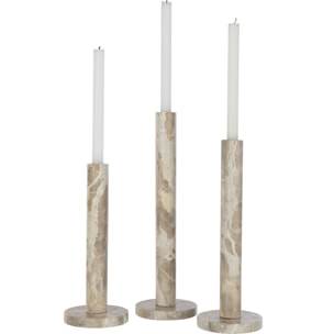 J-Line bougeoir Marbre - pierre - beige - set de 3