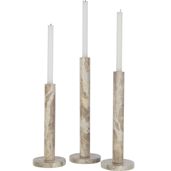 J-Line bougeoir Marbre - pierre - beige - set de 3