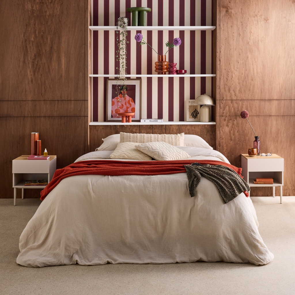 Table de chevet métal et décor bois 1 porte 1 niche (lot de 2) ASHTON