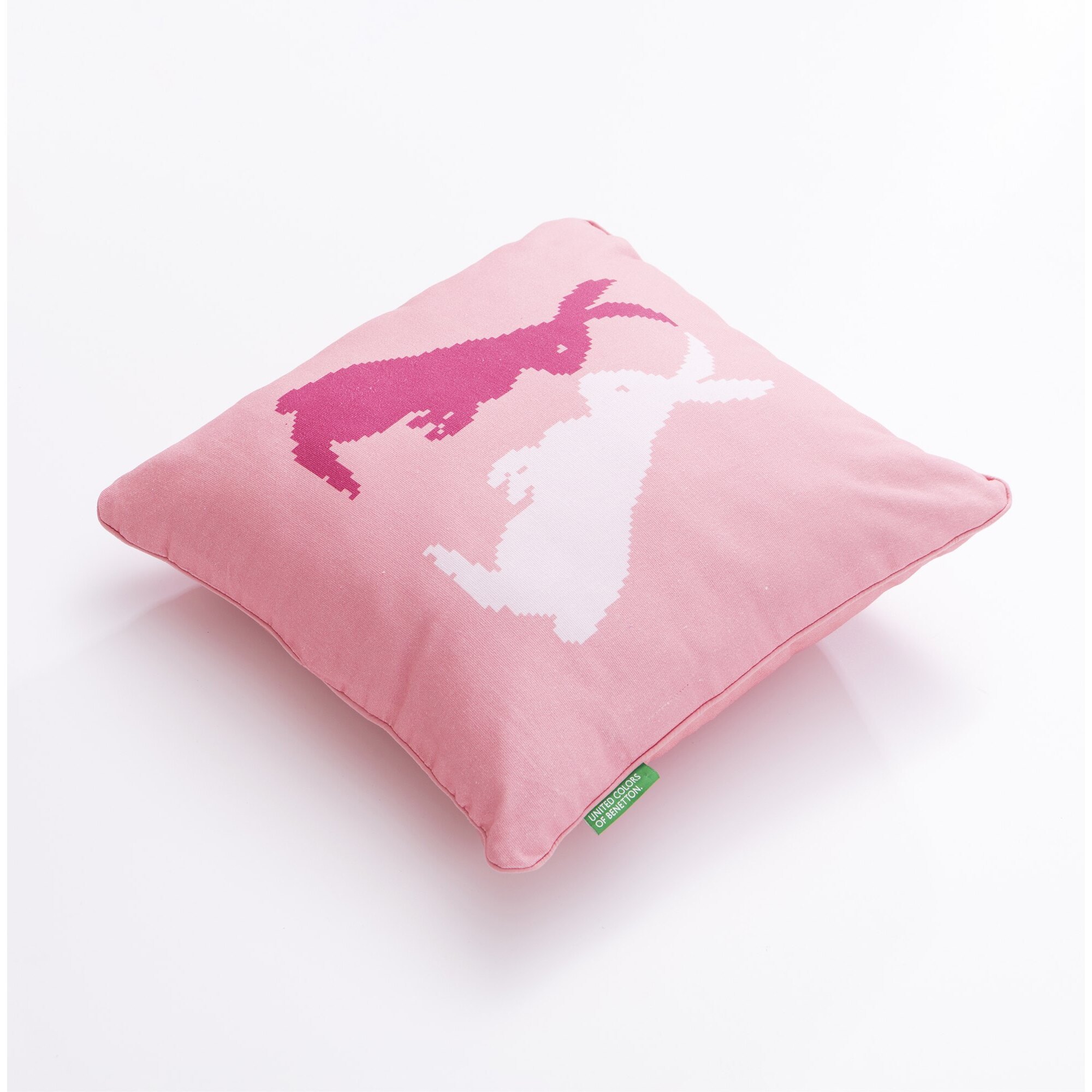 Cojin 40x40cm relleno 300gr poliester 100% algodon canvas 300gsm conejo rosa benetton