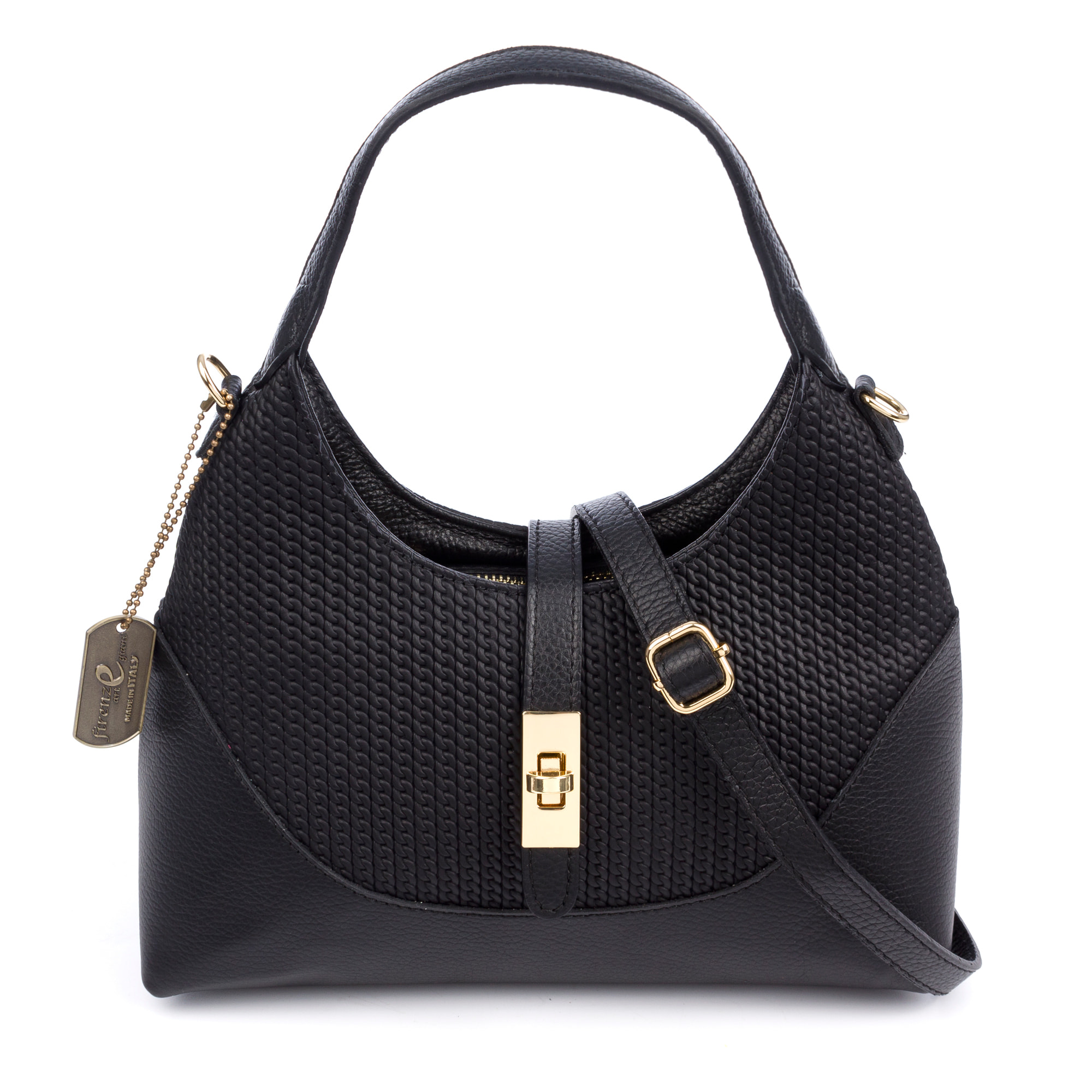 Belgioioso Bolso de hombro Mujer. Piel auténtica acabado Dollaro estampado