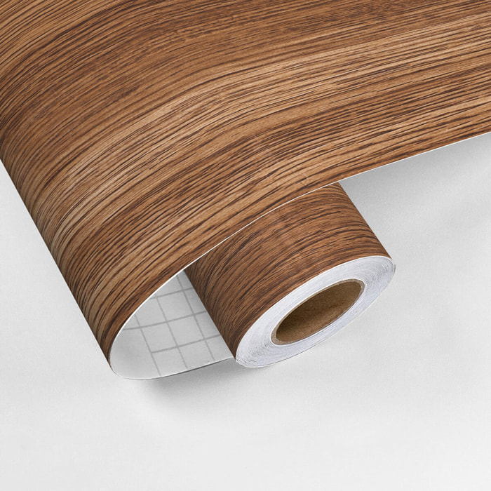 Rouleau revêtement adhésif vinyle au mètre - Sticker lavable Cuisine Meuble Armoire Porte - BOIS CHOCOLAT