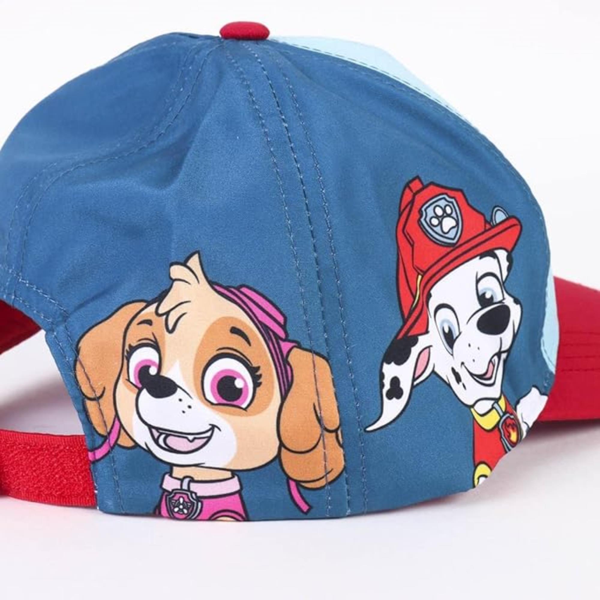 Gorra con visera curva de la patrulla canina - tricolor - apta de 4 a 8 años - con material brillante - gorra para niños con velcro trasero ajustable