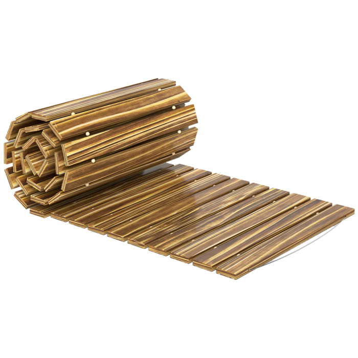 Camino de Jardín de Madera 120x38 cm Pasarela Recta Enrollable para Exteriores Resistente a la Intemperie Decorativo de Jardín para Playa Boda Fiesta Carbonizado