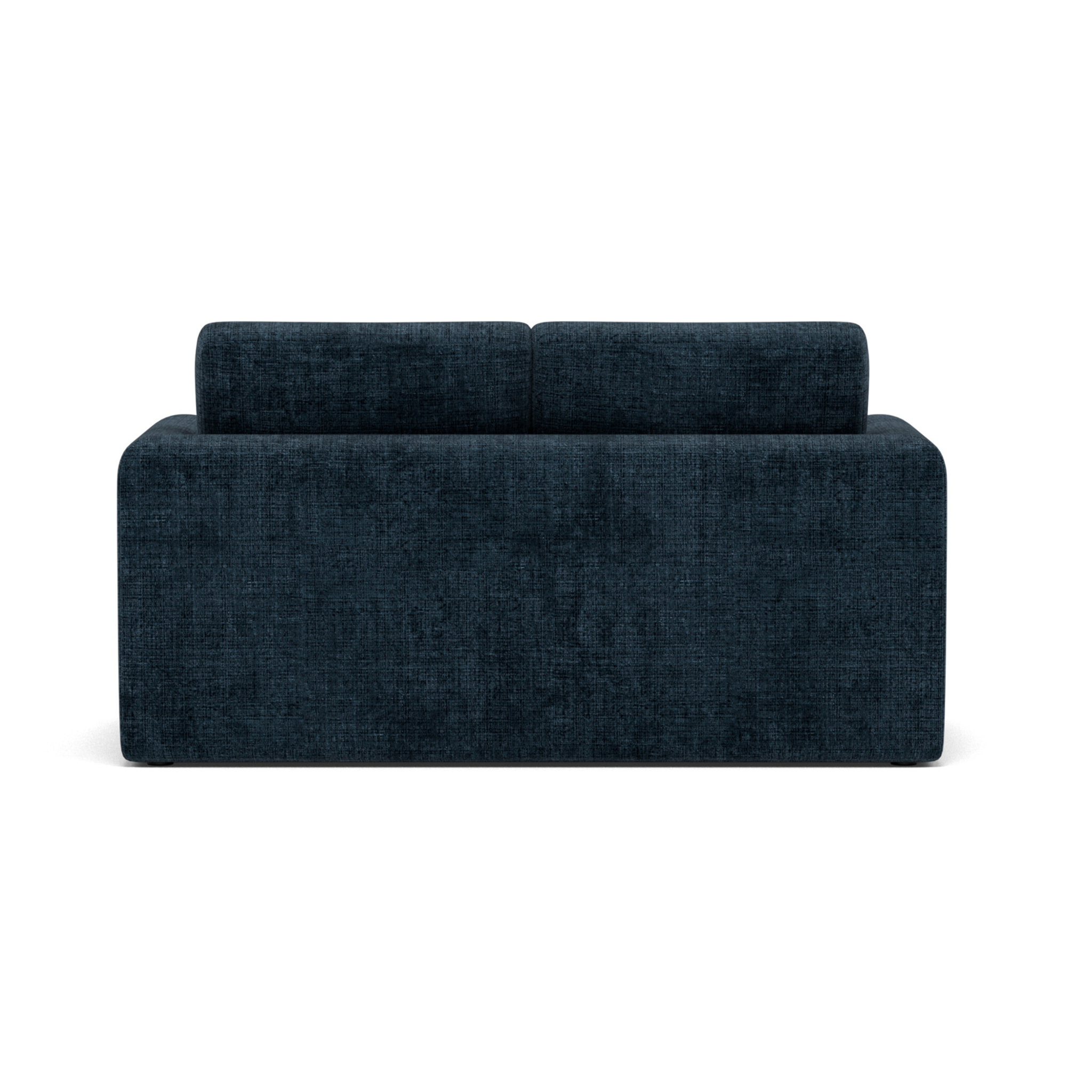 Marilia - Canapé 2 places convertible déplimousse en velours texturé - Bleu