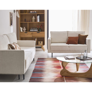 Charlie - canapé droit 2 places - en tissu velours relief - Ecru