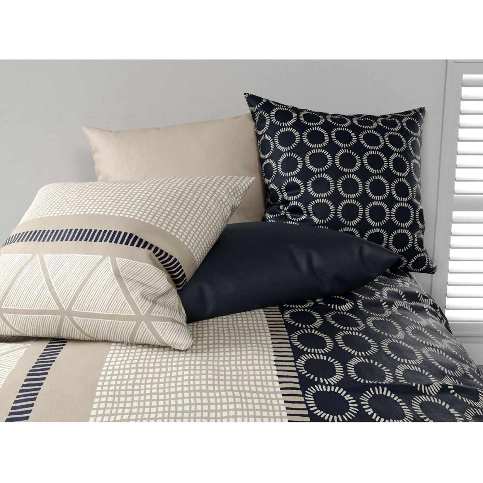 Parure housse de couette coton beige
