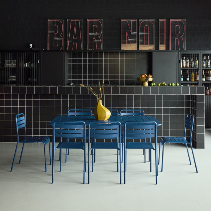 Table de jardin métal + 8 assises AMÉLIA