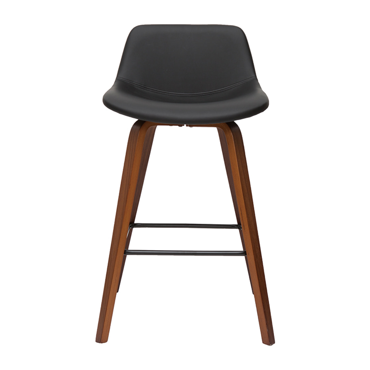 Tabourets de bar design noir et noyer H65 cm (lot de 2) NONIE