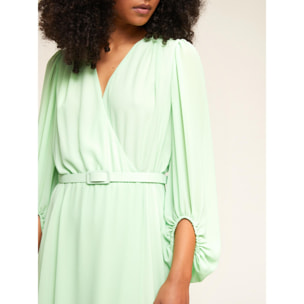 Motivi - Vestido midi cruzado - Green Water