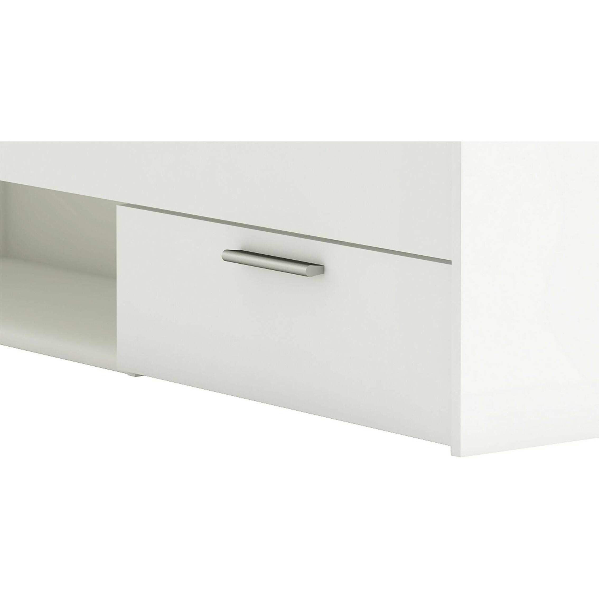 Letto singolo Zone, Sommier per camera da letto, Giroletto per stanza, Struttura porta materasso, 200x90 h74 cm, Bianco opaco