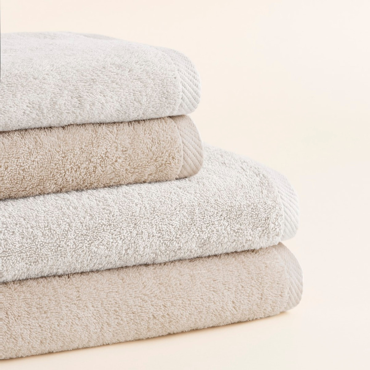 Set 2 toallas ducha + 2 toallas lavabo blanco-natural serenity