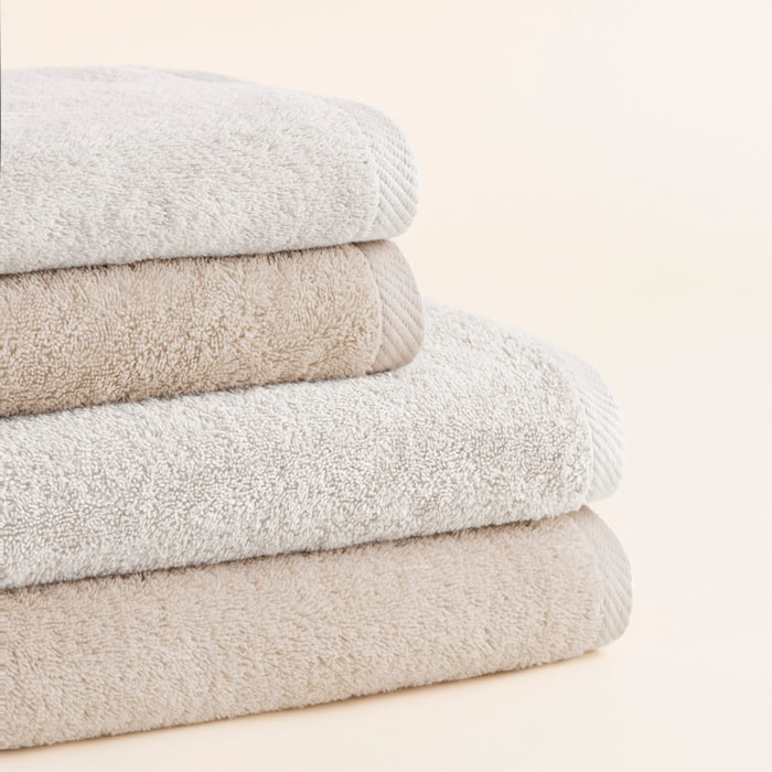 Set 2 toallas ducha + 2 toallas lavabo blanco-natural serenity