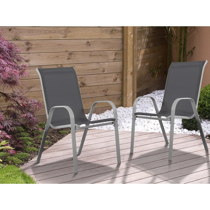 Fauteuil jardin Textilène "Cordoba" - Phoenix - Gris foncé - Lot de 2