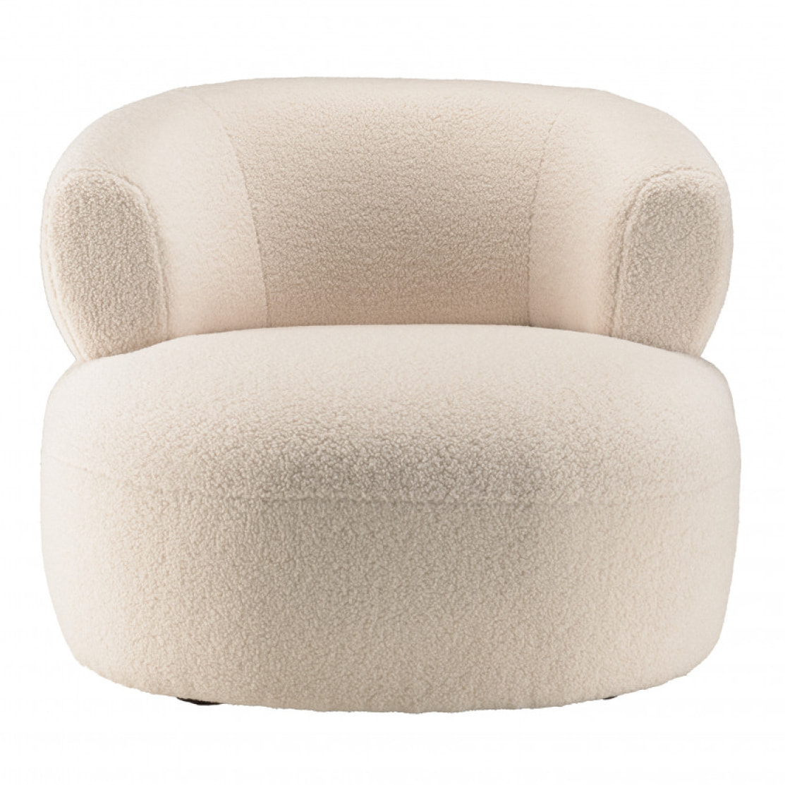 GASTON - Fauteuil en tissu bouclette écru assise arrondie