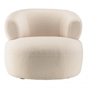 GASTON - Fauteuil en tissu bouclette écru assise arrondie