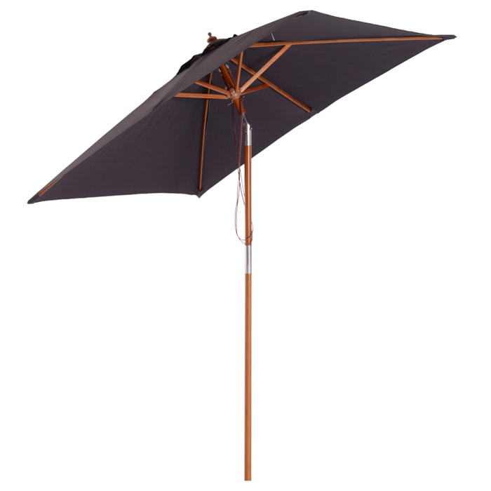 Parasol rectangulaire inclinable bois polyester haute densité 2L x 1,5l x 2,3H m gris foncé