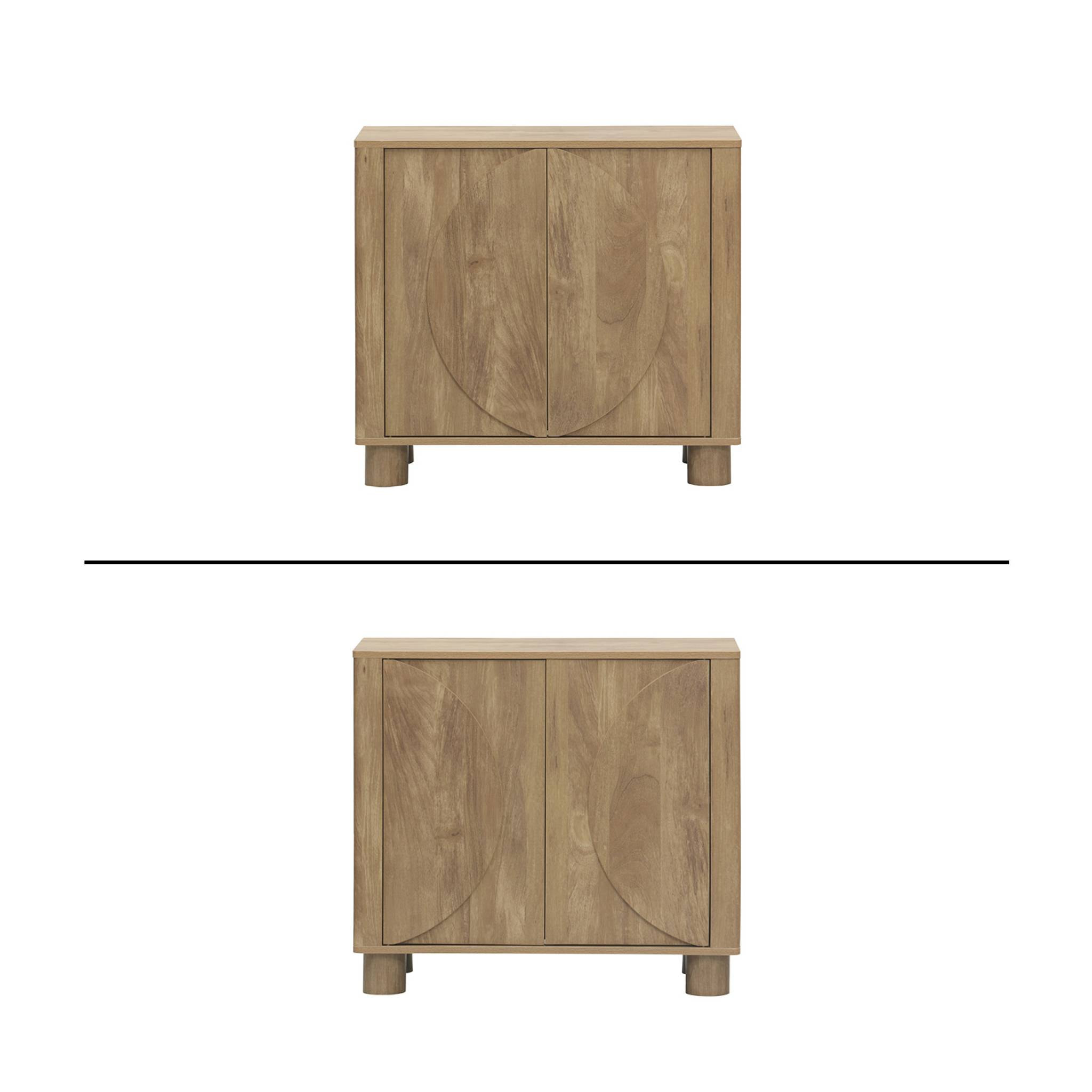 Buffet exotique décor bois de manguier 2 portes 80cm Pondi