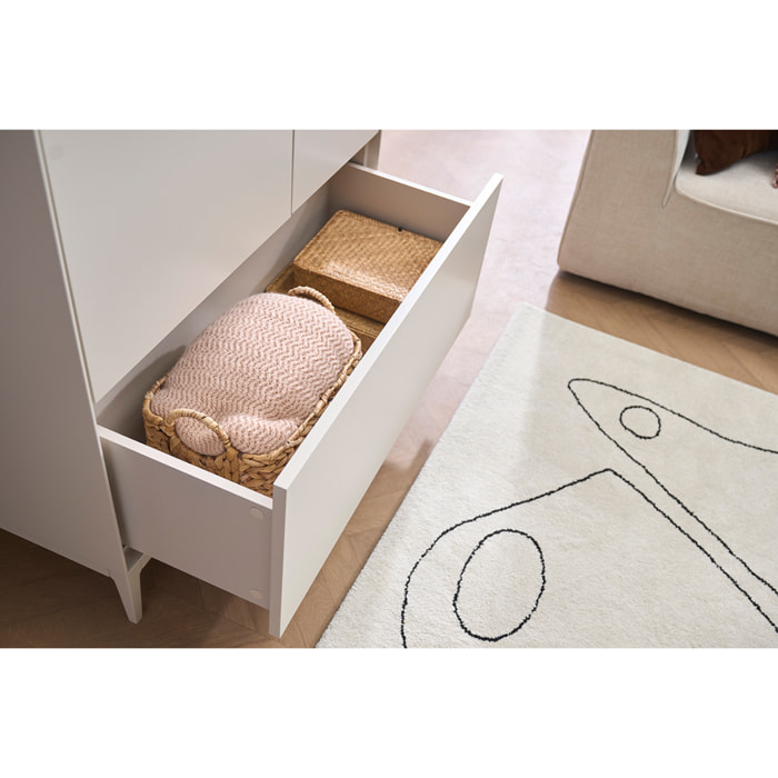 Buffet haut beige laqué mat 2 portes 1 tiroir L90 cm GRAY