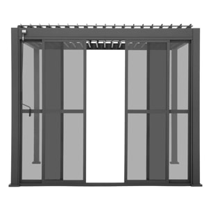 Portes coulissantes pour pergola bioclimatique "Evora" grand modèle - 1/3 côté 2,7 x 2,3 m Graphite