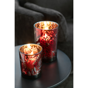 J-Line photophore Feuilles - verre - rouge/or - medium