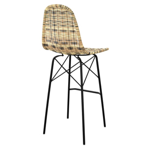 Lot de 2 chaises de bar 76 cm en résine tressée beige - Tiptur