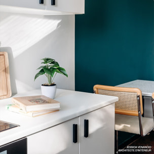 Lot de 2 chaises en cannage et velours côtelé - MUSE