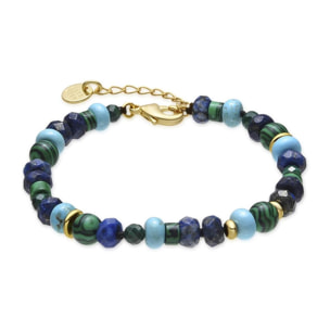 Pulsera con Lapislazuli Natural acabado oro 18k