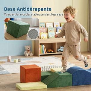 Parcours motricité 6 pièces variées tissu velours multicolore