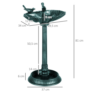 Bain d'oiseaux abreuvoir avec base de jardinière vert antique